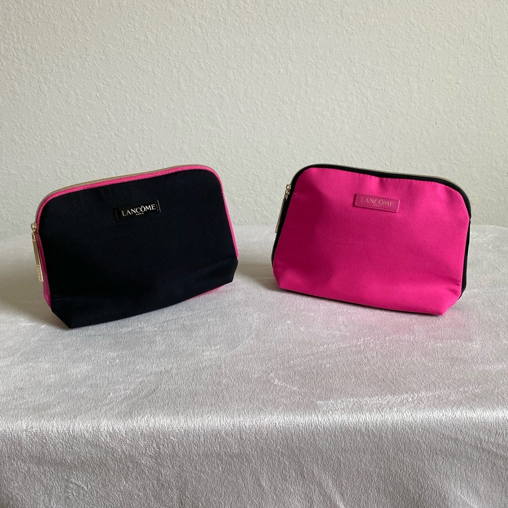 Lancôme Paris Cosmetic Bag Bundle of 2.  Pink and Black bags new, NWOT